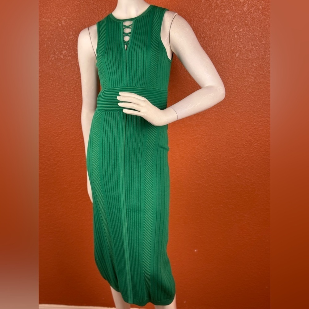 Gabrielle Union Green Ribbed Sleeveless Bodycon Sweater Dress Size Large. A7 - Picture 6 of 17